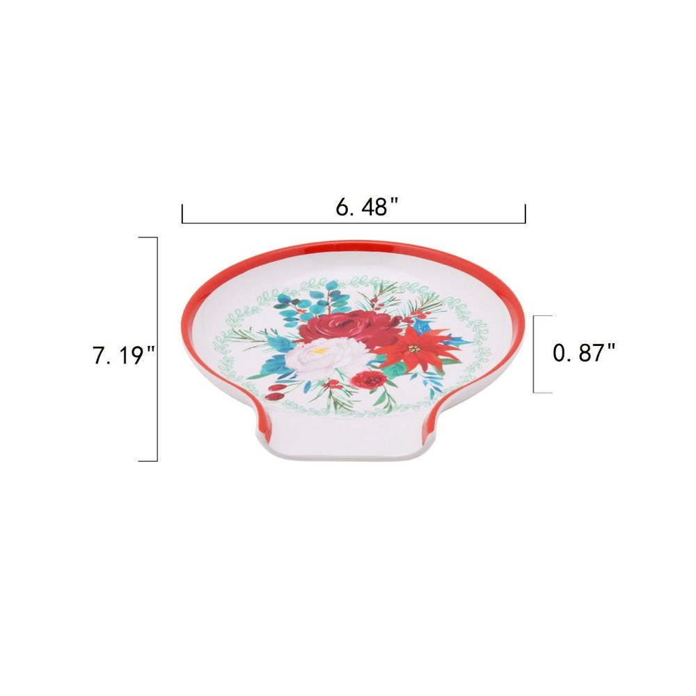 Pioneer Woman Spoon Rest Holiday Christmas Wishful Winter Floral White Melamine